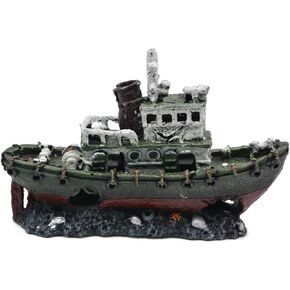 Aquarium Shipwreck Decoration - Wrecked Boat Ornament Fish Tank Battleship Decorations - XL for 35-45 Gallon Tank