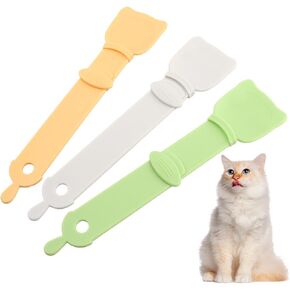 3 Pack Cat Strip Feeder, Happy Spoon for Cats, Cat Stripe Squeeze Spoon, Cat Treat Feeding Spoon, Cat Food Spoon for Wet Food, Cat Food Spoon for Cat Lickable Liquid Snack