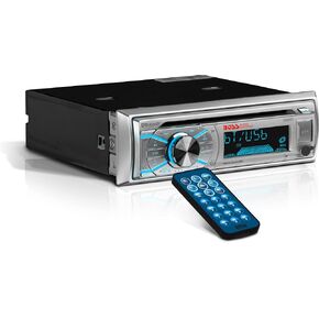 جهاز استقبال أحادي Din من The Wholesale House Boss Marine Cd/Mp3/Usb/Sd Front Aux Remotesilver
