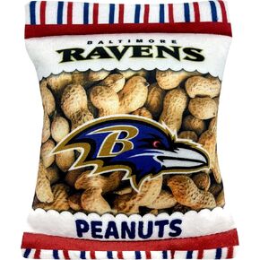 لعبة الحيوانات الأليفة الأولى NFL Denver Broncos Crinkle FINE Plush Dog & CAT Squeak Toy - لعبة قطيفة لطيفة على شكل الفول السوداني للوجبات الخفيفة للكلاب والقطط مع مصدر صرير داخلي واسم/شعار فريق البيسبول الجميل