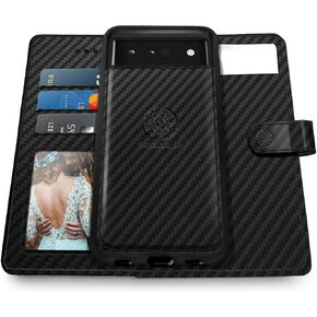 Shields Up for Pixel 7 Pro Wallet Case, [Detachable] Magnetic Wallet Case with Card Holder & Strap for Girls/Women, [Vegan Leather] Floral Cover for Google Pixel 7 Pro - Rose Flower/Sunflower