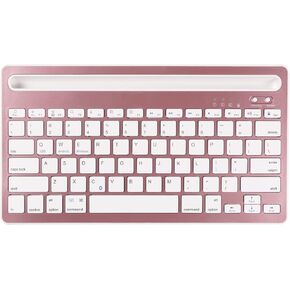 CHUYI Wireless Bluetooth Keyboard with Stand Slot Quiet Slim Multi Device Keyboard for iPad Phone Tablet Computer PC Portable 78Keys Rechargeable Wireless Keyboard for Windows Android iOS (White)