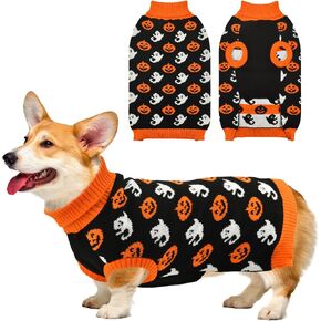 Vehomy Dog Halloween Sweater الحيوانات الأليفة اليقطين شبح زي الحيوانات الأليفة الكلب القط اليقطين الياقة المدورة تريكو قميص البلوز الكلب جرو هالوين الملابس للكلاب الصغيرة المتوسطة القطط XXL in Kuwait