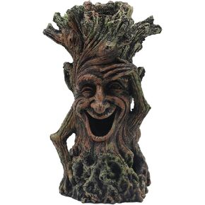Fish Tank Tree Trunk Aquarium Decoration,Smiling Tree Ornament Resin Hollow Stump Root Hideout Cave Ornaments for Betta Sleeping Resting Playing Hiding