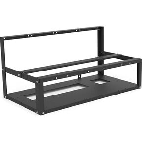 Mining Rig Frame, Steel Open Air Miner Mining Frame Rig Case Up to 6 GPU for Crypto Currency Bitcoin Mining Accessories Tools, Frame Only, Fans and GPU is not Included