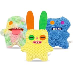 Sinco Pets: Fuggler Funny Ugly Monster Assortment 2-3 عبوات - لعبة للكلاب قطيفة ناعمة، خياطة صديقة للحيوانات الأليفة، مصدر صرير، آذان مجعدة، زميل أسنان مطاطي in Kuwait