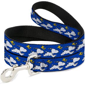 Peanuts Worldwide LLC Pet Leash, Dog Leash, Peanuts Snoopy Running and Woodstock Pose Blue, 4 Feet Long 1.5 Inch Wide