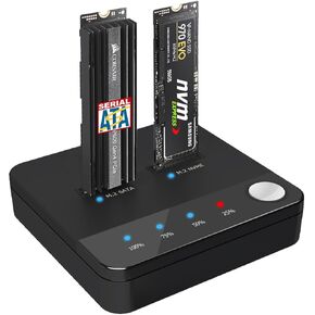 SETHDA M.2 NVME/SATA Duplicator, Dual-Bay Offline Clone M.2 NVME/SATA Docking Station, M.2 Reader 10Gbps for Both (M Key, B+M Key) PCIE NGFF Dock, Size 2230/2242/2260/2280/22110 Enclosure