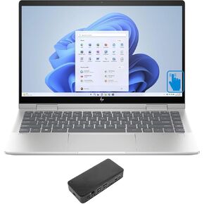 HP Envy x360 Home & Business 2-in-1 Laptop (Intel Core 5 120U 10-Core, 8GB RAM, 512GB PCIe SSD, Intel Graphics, 14.0" 60 Hz Touch Full HD (1920x1080), Fingerprint, Win 11 Pro) with USB-C Dock