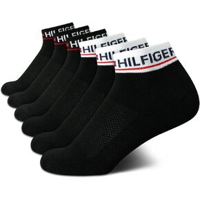 Tommy Hilfiger Women's 6 Pack Flag Sport Cushion Short Crew Socks, Size 4-10, White