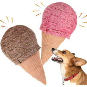 2Pack Cute Ice Cream Dog Squeaky Toys Pack, Plush Dog Toys to Keep Them Busy, Summer Dog Toys for Small Medium Dogs