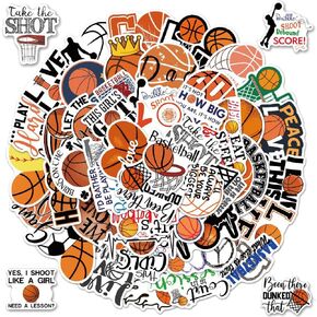 Basketball Stickers, 50PCS Vinyl Waterproof Basketball Sports Stickers or Water Bottles Cup Laptop Wall Skateboard Phone Scrapbook Guitar, Basketball Decals for Adults Teen Boys and Girls