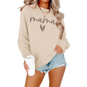 Dressmine Womens Casual Long Sleeve Crewneck Loose Mama Sweatshirt Graphic Shirts Pullover Tops