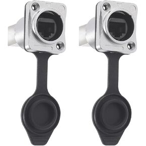 PENGLIN 2PCS Waterproof RJ45 Ethernet Connector, Shielded RJ45 Ethernet Panel Mount Socket with PCB Board, Cat5/5e/6 8P8C PCB Signal Coupler Metal Case