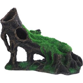 POPETPOP Aquarium Landscape Tree Stump Trunk Hollow Betta Cichlid Cave Rocks for Fish Hiding Tank Decoration Decorations