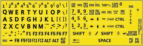 English US Large Lettering (Upper CASE) Non Transparent Keyboard Stickers with Yellow Background for PC Computer LAPTOPS Desktop Keyboards in Saudi Arabia