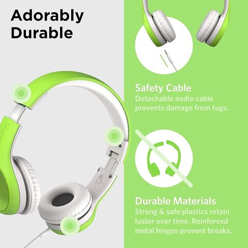 LilGadgets Connect+ Style On-Ear Kids Headphones with Microphone - SharePort Technology, SoftTouch Padding, Detachable Cable, Volume Limiting, Durable & Adjustable - Purple in Kuwait