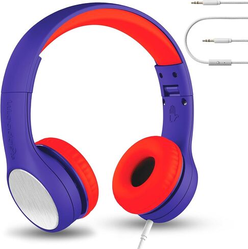 سماعات رأس سلكية LilGadgets Connect+ Style للأطفال للمدرسة مع تقنية SharePort®، سماعة رأس قابلة للطي صديقة للأطفال مع ميكروفون مدمج، سماعات رأس سلكية للأطفال، أزرق in Kuwait