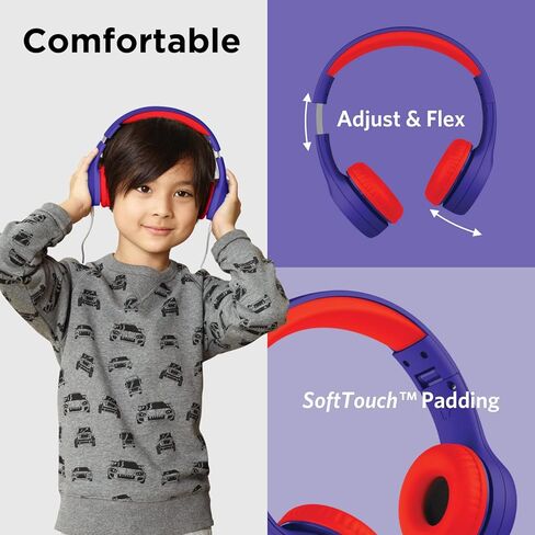 سماعات رأس سلكية LilGadgets Connect+ Style للأطفال للمدرسة مع تقنية SharePort®، سماعة رأس قابلة للطي صديقة للأطفال مع ميكروفون مدمج، سماعات رأس سلكية للأطفال، أزرق in Kuwait