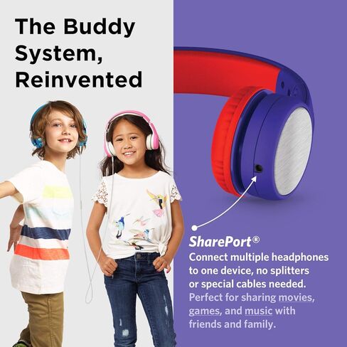 سماعات رأس سلكية LilGadgets Connect+ Style للأطفال للمدرسة مع تقنية SharePort®، سماعة رأس قابلة للطي صديقة للأطفال مع ميكروفون مدمج، سماعات رأس سلكية للأطفال، أزرق in Kuwait