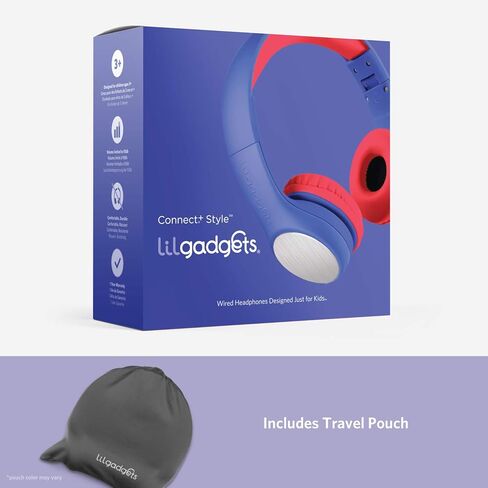 سماعات رأس سلكية LilGadgets Connect+ Style للأطفال للمدرسة مع تقنية SharePort®، سماعة رأس قابلة للطي صديقة للأطفال مع ميكروفون مدمج، سماعات رأس سلكية للأطفال، أزرق in Kuwait