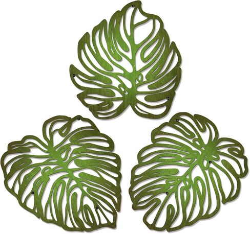 Kercan Tropical Wall Decor 3 Pcs Monstera Leaf Wall Art Wood Tropical Plant Wall Decor Plaques Suitable for Bathroom Bedrooms Living Rooms(Gradient Green) in Saudi Arabia