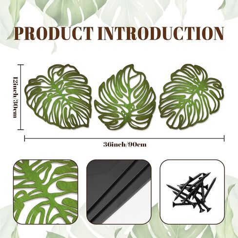 Kercan Tropical Wall Decor 3 Pcs Monstera Leaf Wall Art Wood Tropical Plant Wall Decor Plaques Suitable for Bathroom Bedrooms Living Rooms(Gradient Green) in Saudi Arabia