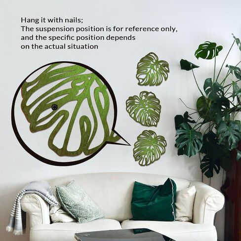Kercan Tropical Wall Decor 3 Pcs Monstera Leaf Wall Art Wood Tropical Plant Wall Decor Plaques Suitable for Bathroom Bedrooms Living Rooms(Gradient Green) in Saudi Arabia