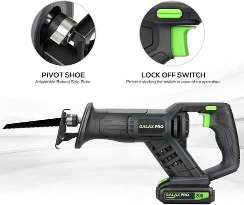 GALAX PRO 20V Reciprocating Saw, 4.0Ah Cordless Reciprocating Saw with battery, 2pcs wood Saw Blades & 1pcs Metal Saw Blade in Saudi Arabia