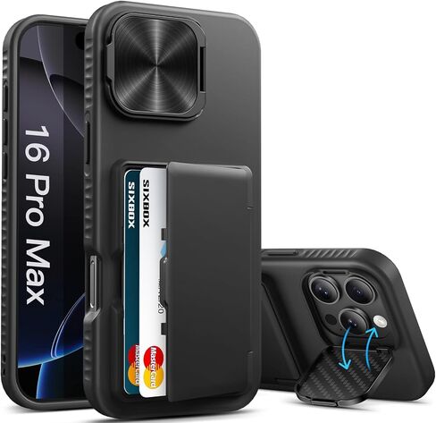 for Samsung Galaxy S25+ Plus Case with Card Holder, Built-in Stand & [2 Pack] Screen Protector & Camera Cover, Rugged Protective Wallet Kickstand Phone Cover Case for S25+ Plus 6.7" 2025, Black in Saudi Arabia