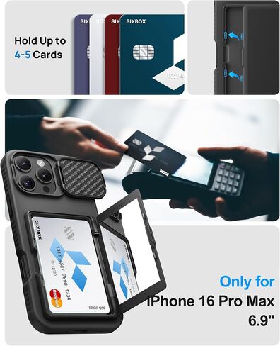 for Samsung Galaxy S25+ Plus Case with Card Holder, Built-in Stand & [2 Pack] Screen Protector & Camera Cover, Rugged Protective Wallet Kickstand Phone Cover Case for S25+ Plus 6.7" 2025, Black in Saudi Arabia