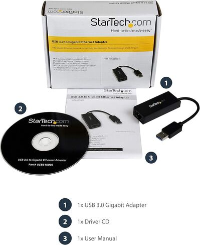 محول StarTech.com USB-C إلى Gigabit Ethernet - ألومنيوم - متوافق مع Thunderbolt 3 Port - محول شبكة USB من النوع C (US1GC30A) in Saudi Arabia