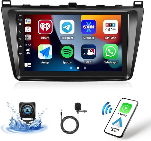 2+64G Android 13 Car Stereo for Mazda 6 Rui Wing 2007-2012 with Apple Carplay Android Auto Mirror Link 9 inch Touchscreen FM RDS HiFi Bluetooth WiFi GPS+Camera & MIC in Saudi Arabia
