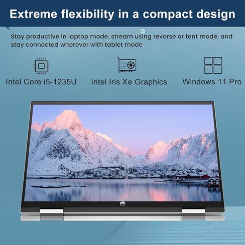 كمبيوتر محمول للأعمال HP Pavilion x360 2 في 1، شاشة لمس FHD مقاس 15.6 بوصة، معالج Intel Core i5-1235U من الجيل الثاني عشر، ذاكرة الوصول العشوائي 32 جيجابايت، 1 تيرابايت PCIe SSD، كاميرا ويب، لوحة مفاتيح بإضاءة خلفية، Wi-Fi 6، قلم ستايلس، Windows 11 Pro (ت in Saudi Arabia