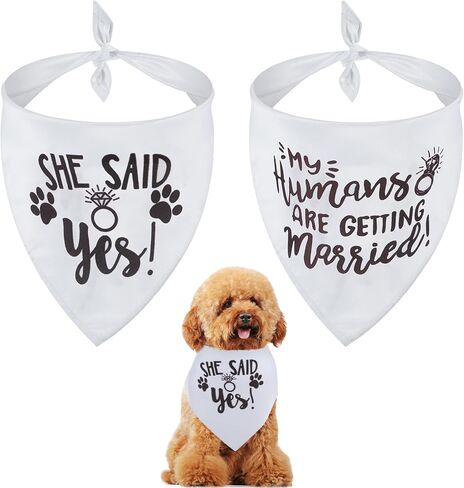 2PCs Bridal Shower Gifts, My Humans are Getting Married Dog Bandana, Dog Wedding Photo Prop, Adjustable Triangle Scarves for Dogs, Engagement Announcement Scarf for Small Medium Large Dogs in Saudi Arabia