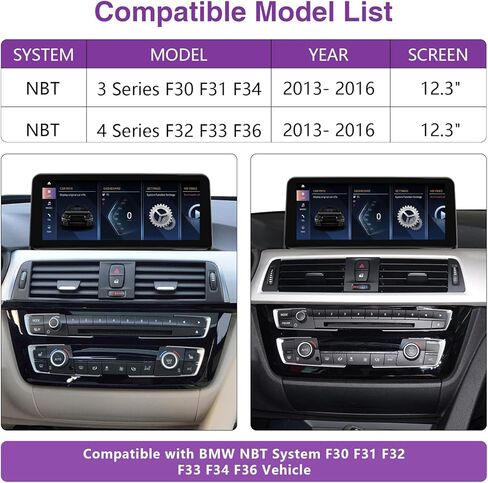 راديو سيارة Android 13 - شاشة لمس 12.3 بوصة لنظام BMW 3/4 Series NBT (2013-2016، F30/F31/F32/F33/F34/F35/F36) مع Snapdragon 662 ثماني النواة، 8+256 جيجابايت، يدعم Apple CarPlay اللاسلكي / أندرويد أوتو in Kuwait