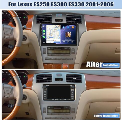 ستيريو سيارة 2G+64G Android 13 لسيارة Lexus ES250 ES300 ES330 2001-2006 مع Carplay Android Auto، راديو سيارة بشاشة لمس 9 بوصة مع نظام ملاحة GPS، بلوتوث، راديو WiFi/FM/RDS، SWC+كاميرا احتياطية in Saudi Arabia