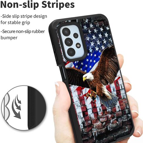 Belt-Clip Holster Case for Samsung Galaxy A23 5G 2022, Heavy Duty Triple-Layer Protection Full-Body Rugged Shockproof Durable Cover Cases for Galaxy A23 5G, Patriotic Eagle USA Flag in Kuwait