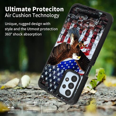 Belt-Clip Holster Case for Samsung Galaxy A23 5G 2022, Heavy Duty Triple-Layer Protection Full-Body Rugged Shockproof Durable Cover Cases for Galaxy A23 5G, Patriotic Eagle USA Flag in Kuwait