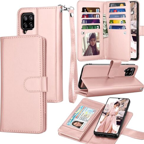حافظة Galaxy A42 5G، حافظة محفظة Galaxy A42 5G، حامل فتحات بطاقة الائتمان النقدية من جلد البولي يوريثان الفاخر من Tekcoo، غطاء قلاب قابل للطي [حافظة صلبة مغناطيسية قابلة للفصل] مسند لهاتف Samsung A42 5G [ذهبي وردي] in Kuwait