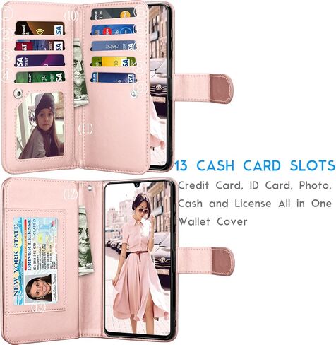 حافظة Galaxy A42 5G، حافظة محفظة Galaxy A42 5G، حامل فتحات بطاقة الائتمان النقدية من جلد البولي يوريثان الفاخر من Tekcoo، غطاء قلاب قابل للطي [حافظة صلبة مغناطيسية قابلة للفصل] مسند لهاتف Samsung A42 5G [ذهبي وردي] in Kuwait