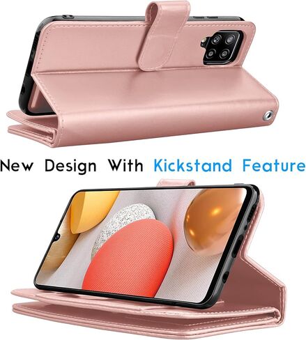 حافظة Galaxy A42 5G، حافظة محفظة Galaxy A42 5G، حامل فتحات بطاقة الائتمان النقدية من جلد البولي يوريثان الفاخر من Tekcoo، غطاء قلاب قابل للطي [حافظة صلبة مغناطيسية قابلة للفصل] مسند لهاتف Samsung A42 5G [ذهبي وردي] in Kuwait