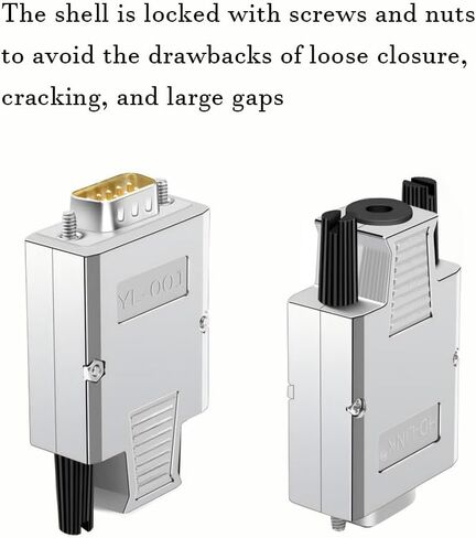 4PCS (2PCS Male 2PCS Female) DB9 Metal Shell Solderless Connector,RS232 D-SUB Serial to 9-pin Port Plug Terminal Block Breakout Board with Case Long Bolts Tail Pipes in Kuwait