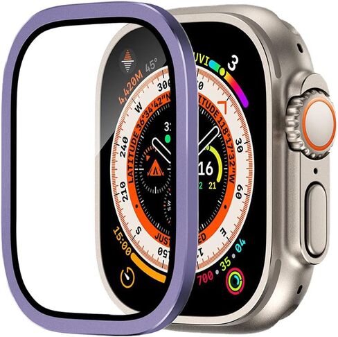 زجاج مقسى 9H + واقي شاشة من سبائك التيتانيوم متوافق مع ساعة Apple Watch Ultra/Ultra 2 مقاس 49 ملم حساس للمس وخفيف الوزن وواقي مقاوم للماء مضاد للخدش (2 ذهبي) in Saudi Arabia