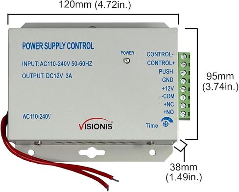 Visionis VIS-PS100 AC110-240VAC إلى 12 فولت 3AMP مصدر طاقة للتحكم في الوصول إلى الباب 12 فولت 3000 مللي أمبير مع LED in Kuwait