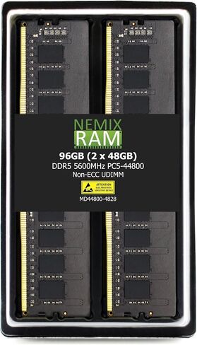 NEMIX RAM 192GB (4X48GB) DDR5 5600MHZ PC5-44800 2Rx8 1.1V 288-PIN غير ECC غير مخزنة UDIMM مجموعة ذاكرة الكمبيوتر المكتبي UDIMM متوافقة مع اللوحة الأم ASRock Z790 PG Sonic in Saudi Arabia