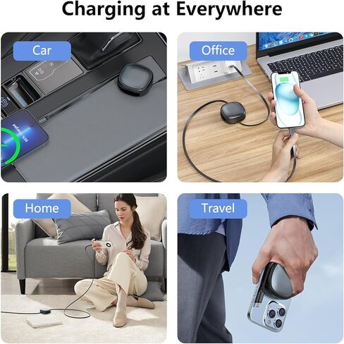 كابل Opluz USB C، 2 حزمة ميني USB C قابل للسحب 60 واط إلى USB C كابل شحن سريع، سلك شاحن PD من النوع C بطول 4 مراحل مسبقًا لهاتف iPhone 15/Pro/Plus/Pro Max، iPad/iPad Pro، MacBook Pro 2021، Galaxy in Kuwait