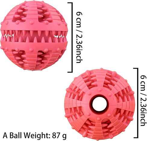 2 Pcs Dog Toy Teeth Ball,Dog Puzzle Toy,Treat Dispensing Dog Toys,Non Toxic Tear Resistant Natural Rubber Toy Ball for Pet Teeth Cleaning/Chewing/Playing/Training (Yellow+Red, 2.36in) in Saudi Arabia