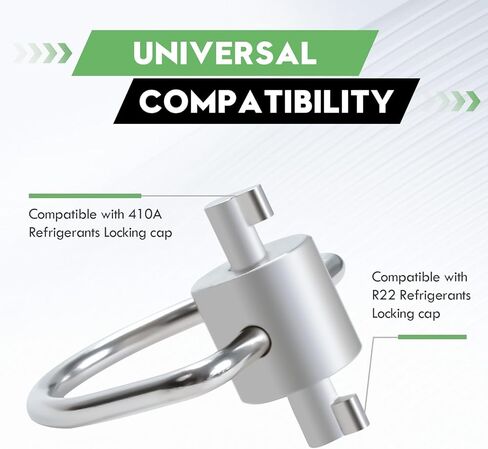 2 Pack HVAC Locking Cap Key for HVAC 410A and R22 Refrigerant Installation and Removal, Stainless Steel HVAC Multi Key Tool with Stainless Key Ring, Tamper Resistant Refrigerant Lock Key in Kuwait