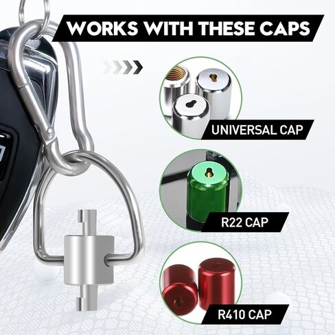 2 Pack HVAC Locking Cap Key for HVAC 410A and R22 Refrigerant Installation and Removal, Stainless Steel HVAC Multi Key Tool with Stainless Key Ring, Tamper Resistant Refrigerant Lock Key in Kuwait